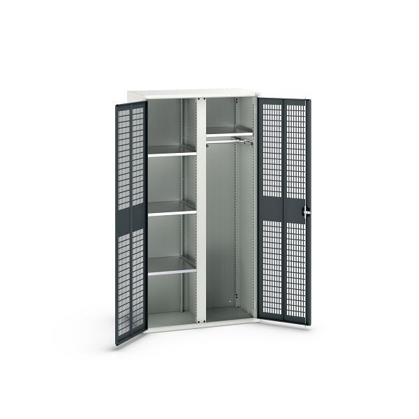 bott verso Garderobenschrank mit Belüftung, mit 4 Fachböden und Trennwand, BxTxH: 1050 x550 x 2000 mm, Lichtgrau / Anthrazitgrau, 16926774.19