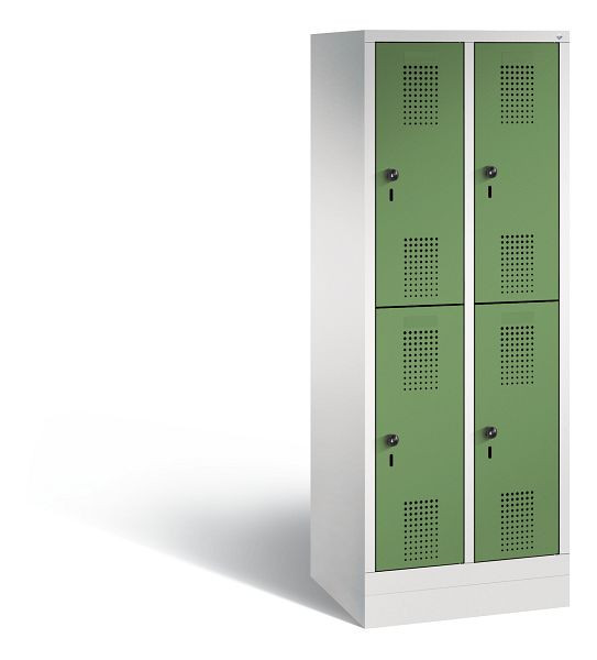 C+P Spind Evolo, 4 Fächer, H1600xB610xT500 mm, Grau/Resedagrün, 483206-20 S10070