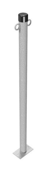Schake Absperrpfosten Stahlrohr Ø 42 x 2,5 mm ortsfest für Dübel Befestigung, feuerverzinkt, mit 2 Ösen, 4042P/2
