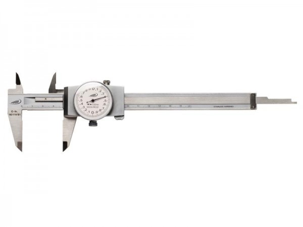 HELIOS PREISSER Uhrmessschieber, rostfreier Stahl, verchromt Zeigerumdr= 1mm 1/100, Messbereich 0 - 150 mm, 218501