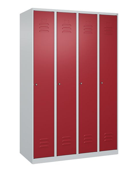 C+P Umkleidespind Classic PLUS mit Mitteltrennwand, 4 Abteile, 1850x1200x500mm, 7035/3003, Zylinderschlösser, 080000-40F S10027