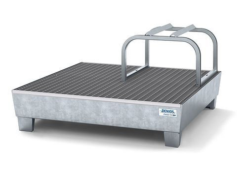 DENIOS Abfüllstation classic-line für 1 Fass à 200 l, Stahl verzinkt, verzinkt Fassbock, 259507