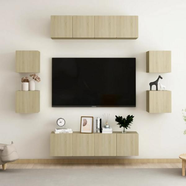 vidaXL 8-tlg. TV-Schrank-Set Sonoma-Eiche Holzwerkstoff, 3078961