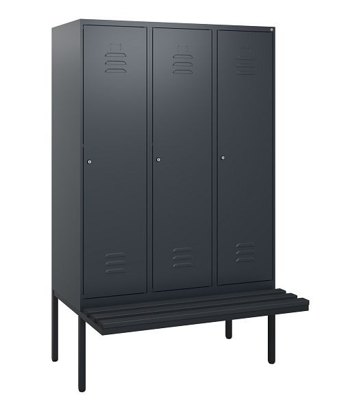 C+P Umkleidespind Classic PLUS, 3 Abteile, 1950x1200x815mm, 7016/7016, Zylinderschlösser, 0800405-32 S10057