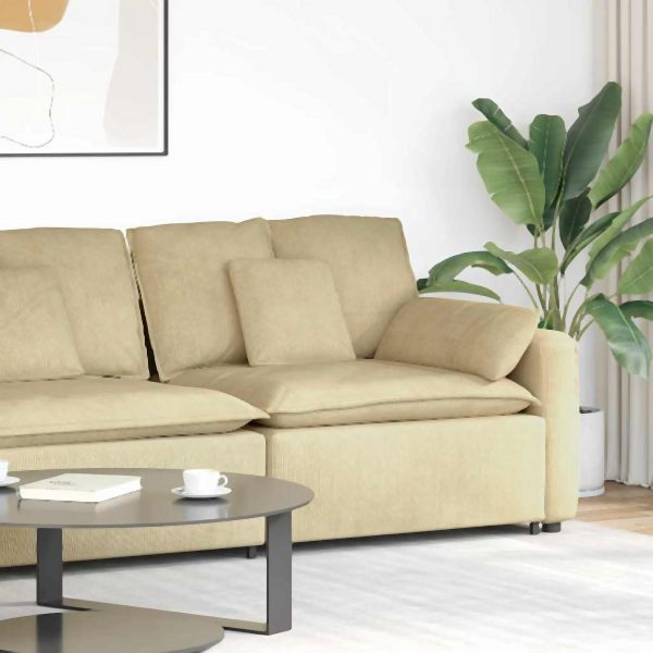 vidaXL Modulares Sofa Endmodul mit Armlehne Kissen Hellgrün Grau 100cm, 4104411