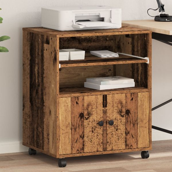 vidaXL Druckerständer mit Rollen Alt Holz 60x48x74 cm, 862285