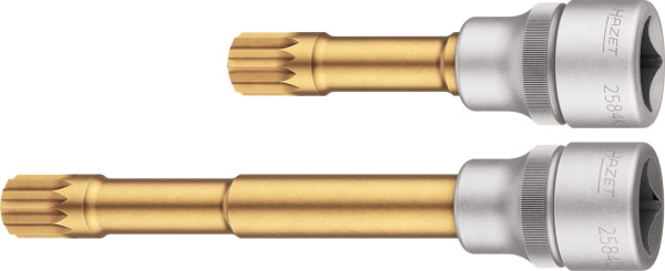 Hazet Schraubendreher-Steckschlüsseleinsatz Satz, 1/2 Zoll (12,5 mm) Vierkant, Innen Vielzahn Profil XZN, 2-teilig, SW M12, 2584-12/2
