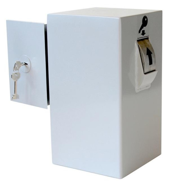 Eichner Schlüssel-Annahmetresor für Installation, auf Sockel mit breiterer Einwurfrolle, Rad links, Schließfach incl. 2 Tresorschlüssel, 9201-00059