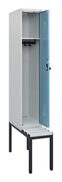 C+P Spind Evolo PLUS, 1 Abteil, 1950x300x815mm, 7035/0010, Drehriegel, Sitzfläche Kunststoff, Sitzbank, 0490505-10 S10063