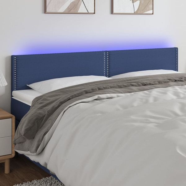 vidaXL LED Kopfteil Blau 200x5x78/88 cm Stoff, Füllung: Schaumstoff, 3121500