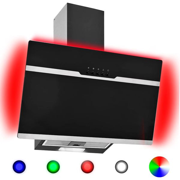 vidaXL RGB Dunstabzugshaube LED 60 cm Edelstahl und Hartglas, 51243