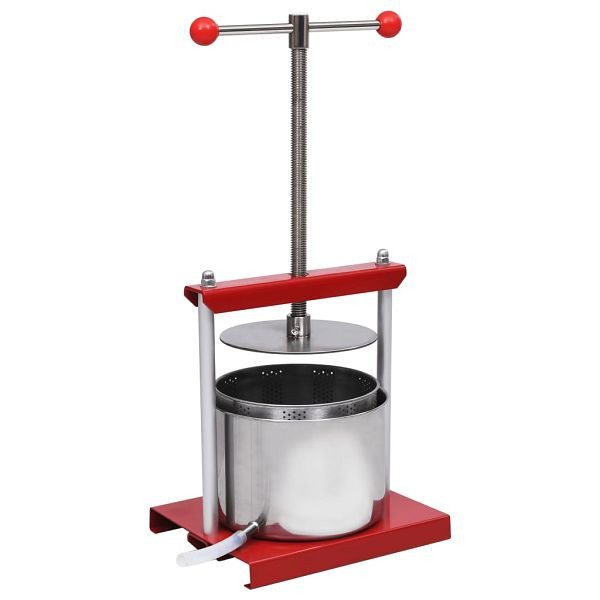 vidaXL Obst- und Weinpresse Edelstahl 6 L, rot, Stahl, 146897