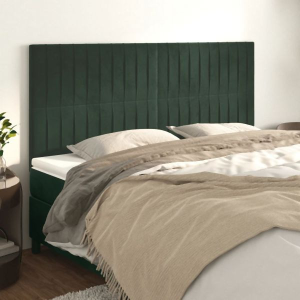 vidaXL Kopfteile 4 Stk. Dunkelgrün 80x5x78/88 cm Samt, 3116627