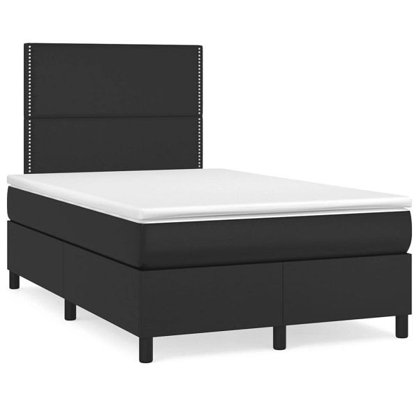 vidaXL Boxspringbett mit Matratze & LED Schwarz 120x190 cm Kunstleder, 3270287