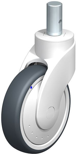 Blickle LWKX-TPA 126XK-FK-ZAX55 Kunststoff-Lenkrolle WAVE, rostfrei, mit Zapfen, Thermoplastisches Gummi-Elastomer, Grau, 743859