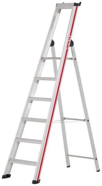 HYMER Stufenstehleiter mit Plattform, einseitig begehbar, 6 Stufen, Länge 2,22 m, Standhöhe: 1,37 m, 602606