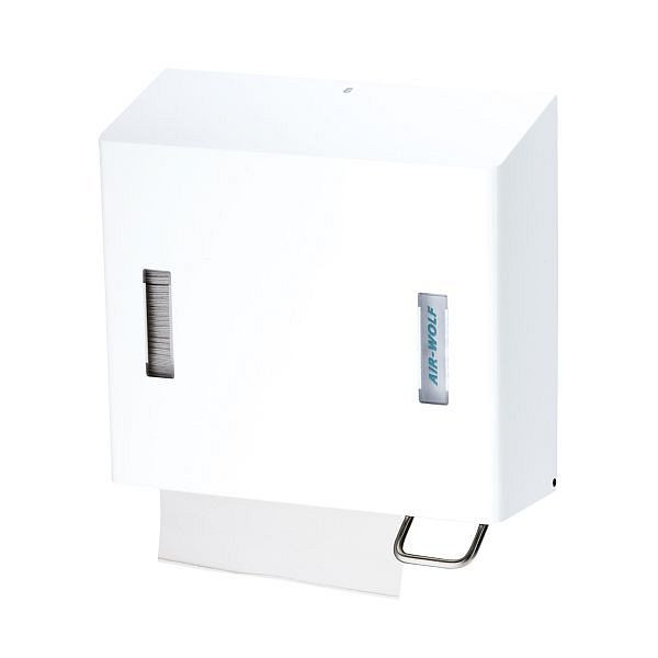 Air Wolf Seifen- und Papierhandtuchspender, Serie Omega, H x B x T: 377 x 377 x 163 mm, Edelstahl weiß, 29-470