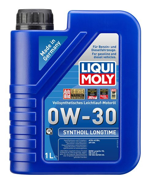 LIQUI MOLY Motoröl Synthoil Longtime 0W-30, Kanister Kunststoff, VE: 1 Liter, 1171