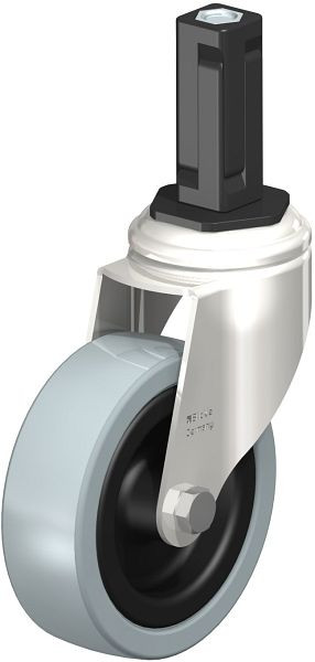 Blickle LKRXA-VPA 101G-11-EXV13 Edelstahl-Apparate-Lenkrolle mit Expander, Vollgummi, Grau, 853270