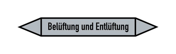 Schilder Klar Rohrleitungskennzeichen Belüftung und Entlüftung, 33000x90 mm Folie selbstklebend, 101506/95