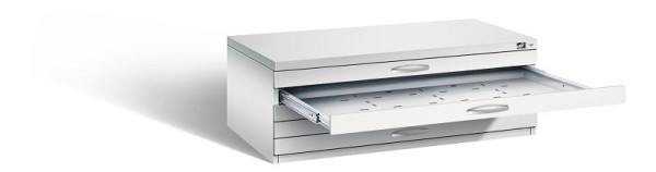 C+P Flachablageschrank Serie 7100_7200, H420xB1100xT765mm, Farbe: Lichtgrau, Bügelgriff, 7100-000 S10097