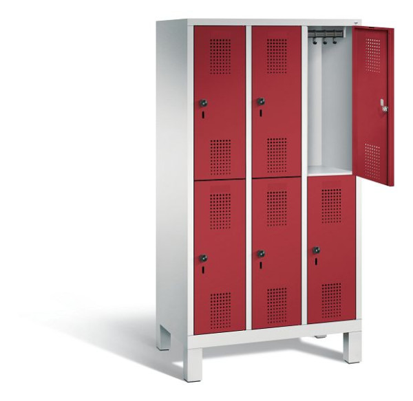 C+P Spind doppelstöckig Evolo, H1650xB900xT500mm, Farbe: Lichtgrau / Rubinrot, 483106-30 S10034