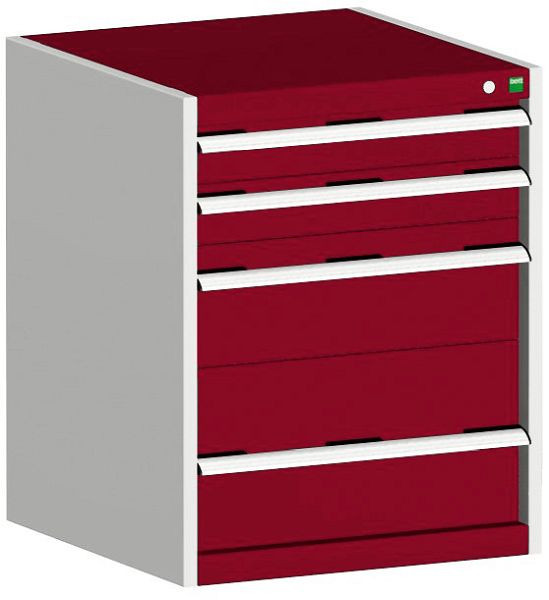 bott cubio Schubladenschrank bestückt mit 4 Schubladen BxTxH: 650 x 650 x 800 mm, RAL 7035/3004, 40019033.24V