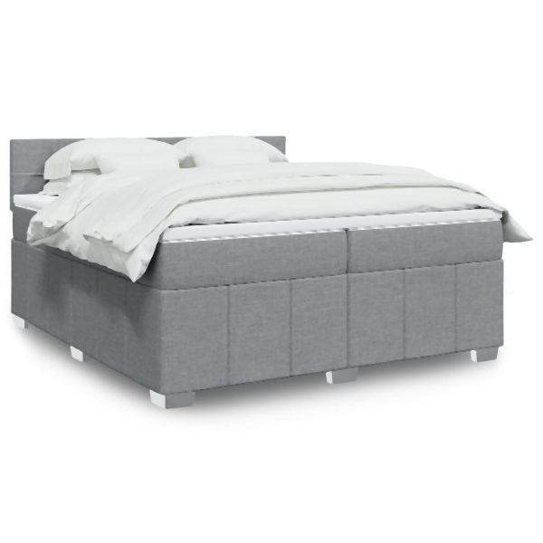 vidaXL Boxspringbett mit Matratze Hellgrau 200x200 cm Stoff, 3287175