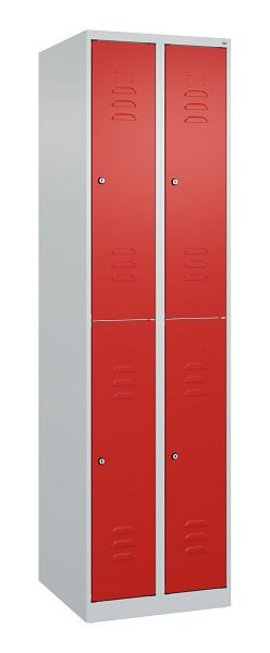 C+P Doppelstöckiger Spind Classic PLUS, 2 Abteile, 1850x500x500mm, 7035/3020, Zylinderschlösser, 080300-29 S10025