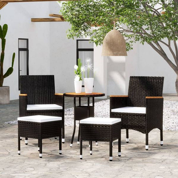 vidaXL 5-tlg. Garten-Lounge-Set Poly Rattan Schwarz, 3058476