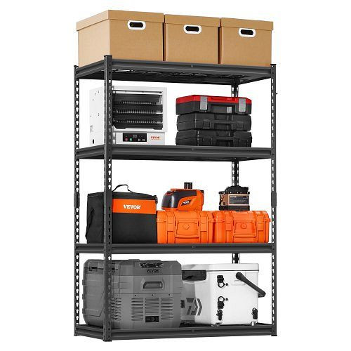 VEVOR 4-stufiges Schwerlastregal, 1096 kg, 508x1016x1524 mm, verstellbar, schwarz für Garage, Lager, Keller, Industrie, LXLZLKHJ2040L9EDJV0