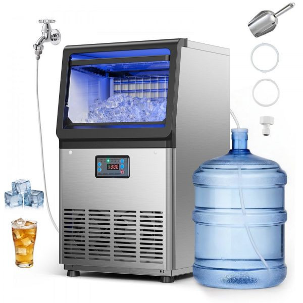 VEVOR Gewerbliche Eismaschine 41 kg/Tag Edelstahl, 6 kg Vorratsbehälter, LED-Anzeige, Selbstreinigung für Hausbar/Café, YTSZBJPZGSHS4S2GZ001V2
