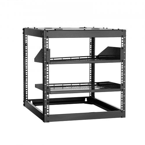 VEVOR 10U Open Frame Netzwerk-Rack, 585mm Tiefe, Wandmontage/Stand, 4-Pfosten, belüftete Regale, Montagezubehör, KFSJJHS10UW2AL07C001V0