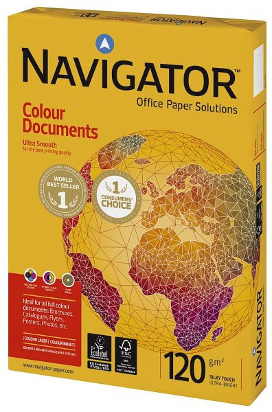 NAVIGATOR Premium Büropapier Colour Documents - A4, 120 g/qm, weiß, 250 Blatt, N12A4
