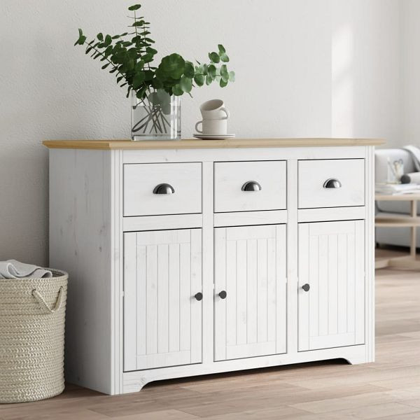 vidaXL Sideboard BODO Weiß und Braun 115,5x44x80 cm Massivholz Kiefer, 355066