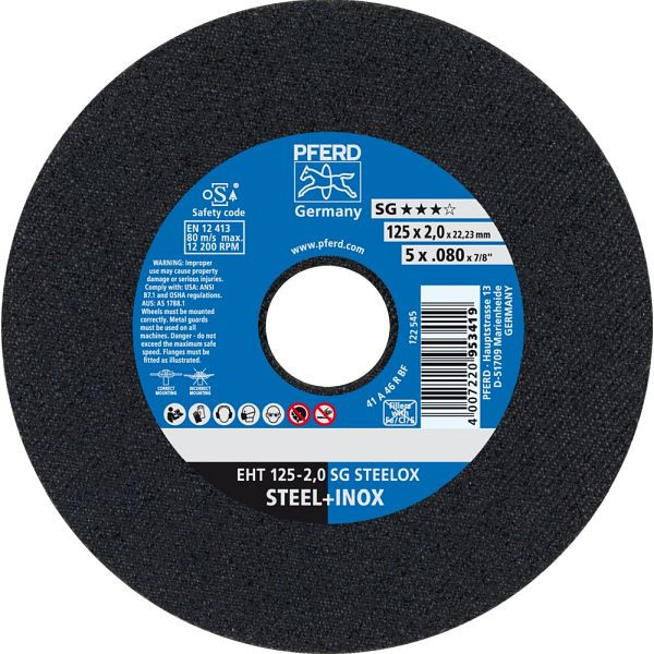 Pferd Trennscheibe EHT 125-2,0 SG STEELOX, VE: 25 Stück, 61320120