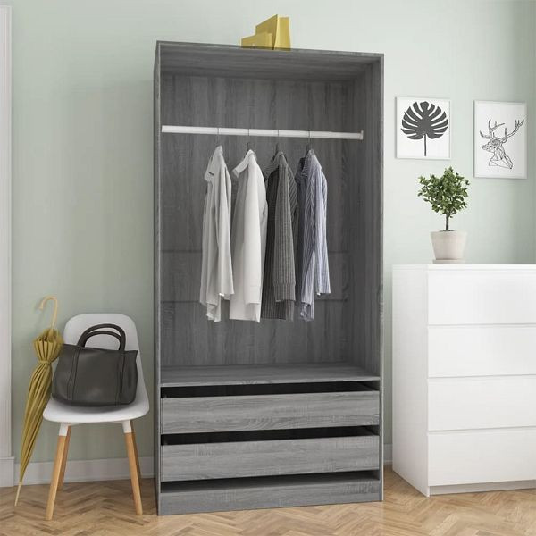 vidaXL Kleiderschrank Grau Sonoma 100x50x200 cm Holzwerkstoff, 815346