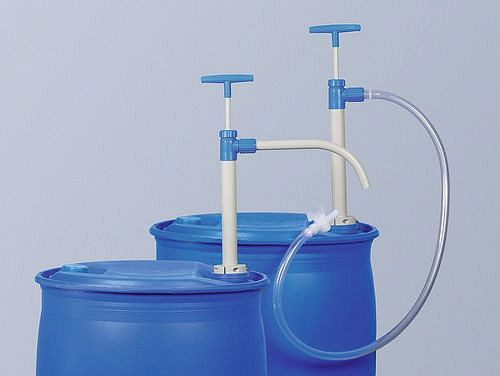 DENIOS Fasspumpe P 10 aus Polypropylen (PP), mit Auslaufbogen, 1000 mm Tauchtiefe, 117606