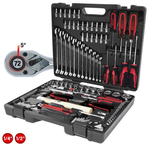 KS Tools 1/4"+1/2" CHROMEplus Universal-Werkzeug-Satz, 97-teilig, 918.0797