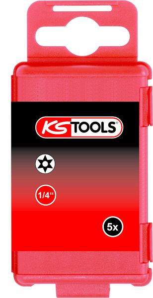 KS Tools 1/4" TORSIONpower Bit Torx, 75mm, TB10, mit Bohrung, VE: 5 Stück, 918.3651