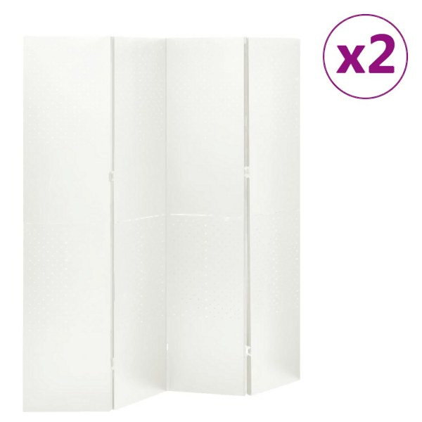 vidaXL 4-tlg. Raumteiler 2 Stück Weiß 160x180 cm Stahl, 3095194