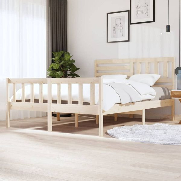 vidaXL Massivholzbett 160x200 cm, Material: Massives Kiefernholz (unbehandelt), 3101163