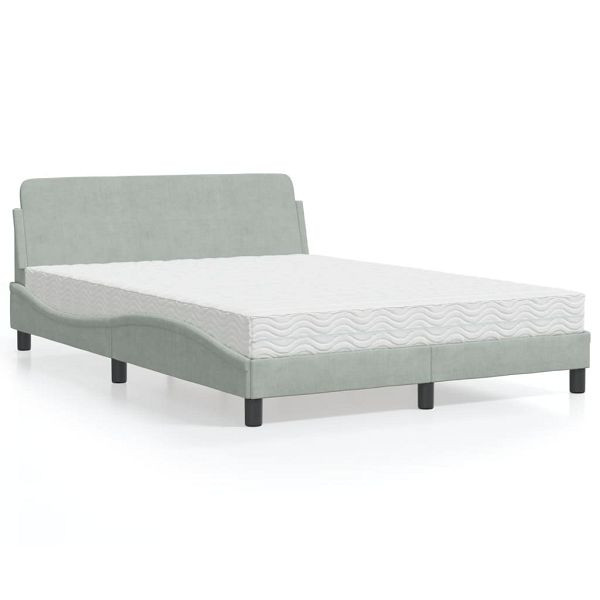 vidaXL Bett mit Matratze Hellgrau 140x200 cm Samt, 3208411