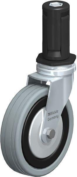 Blickle LRA-VPA 100K-FA-ER04 Apparate-Lenkrolle mit Expander, Vollgummi, Grau, 856343