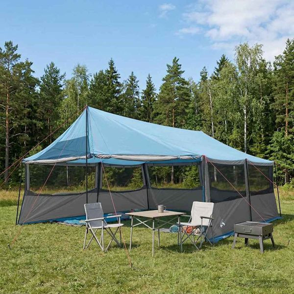 vidaXL Familienzelt Blau 600 x 400 x 268 cm Polyester und Stahl, 42028604