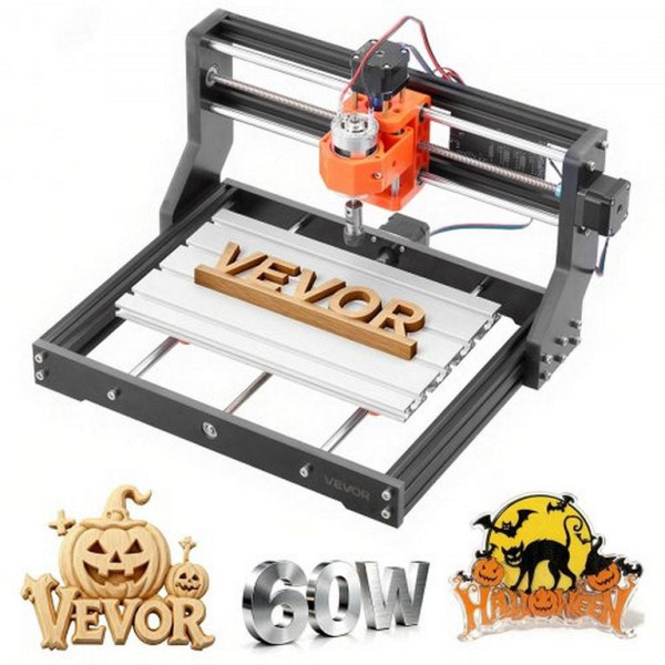 VEVOR 3018 CNC-Fräsmaschine, 60-W-Spindel, 3-Achsen, 300x180x40 mm, Offline, Aluminium, für Holz & Acryl Schneiden, SKDKJ3018CM4CJ958001V2