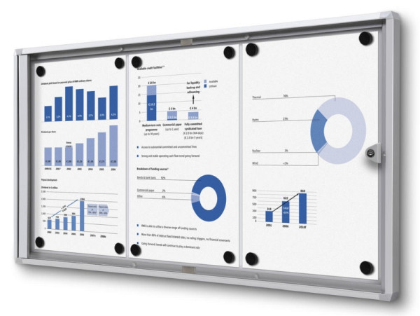Deskin Schaukasten Metallrückwand Innenbereich, Aluminium, 711 x 26 x 350 mm, 270049