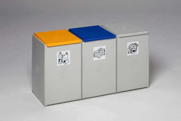 VAR Kunststoffcontainer 60 L, 3-fach, ohne Deckel, 3812