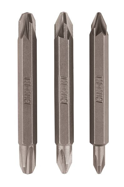 HiKOKI Doppelbit 1/4" Phillips/Pozidrive PH1/PZ1, PH2/PZ2, PH3/PZ3, 60mm, VE: 3 Stück, 4100307
