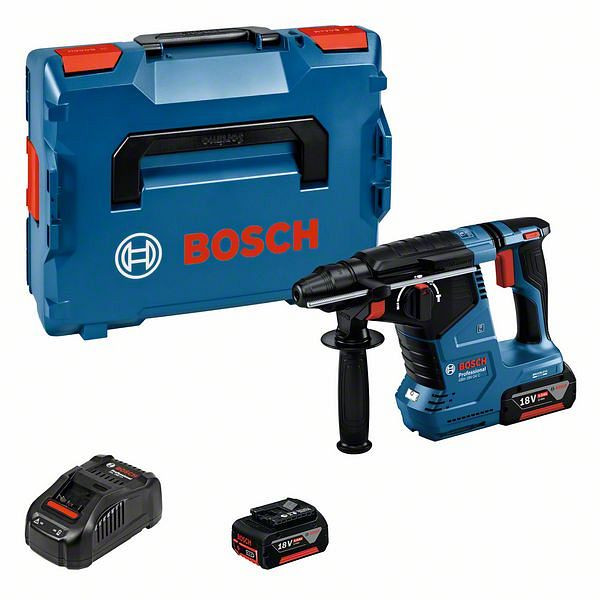 Bosch Akku-Bohrhammer mit SDS plus GBH 18V-24 C, 2 Akku, Schnellladegerät und L-BOXX, 0611923003